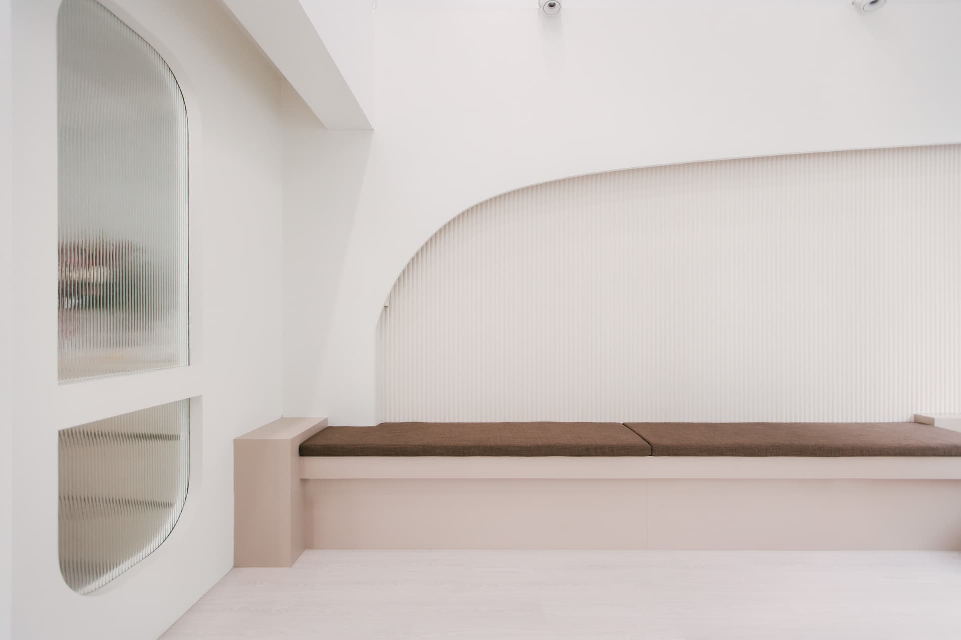 Clinic corridor with seating bench