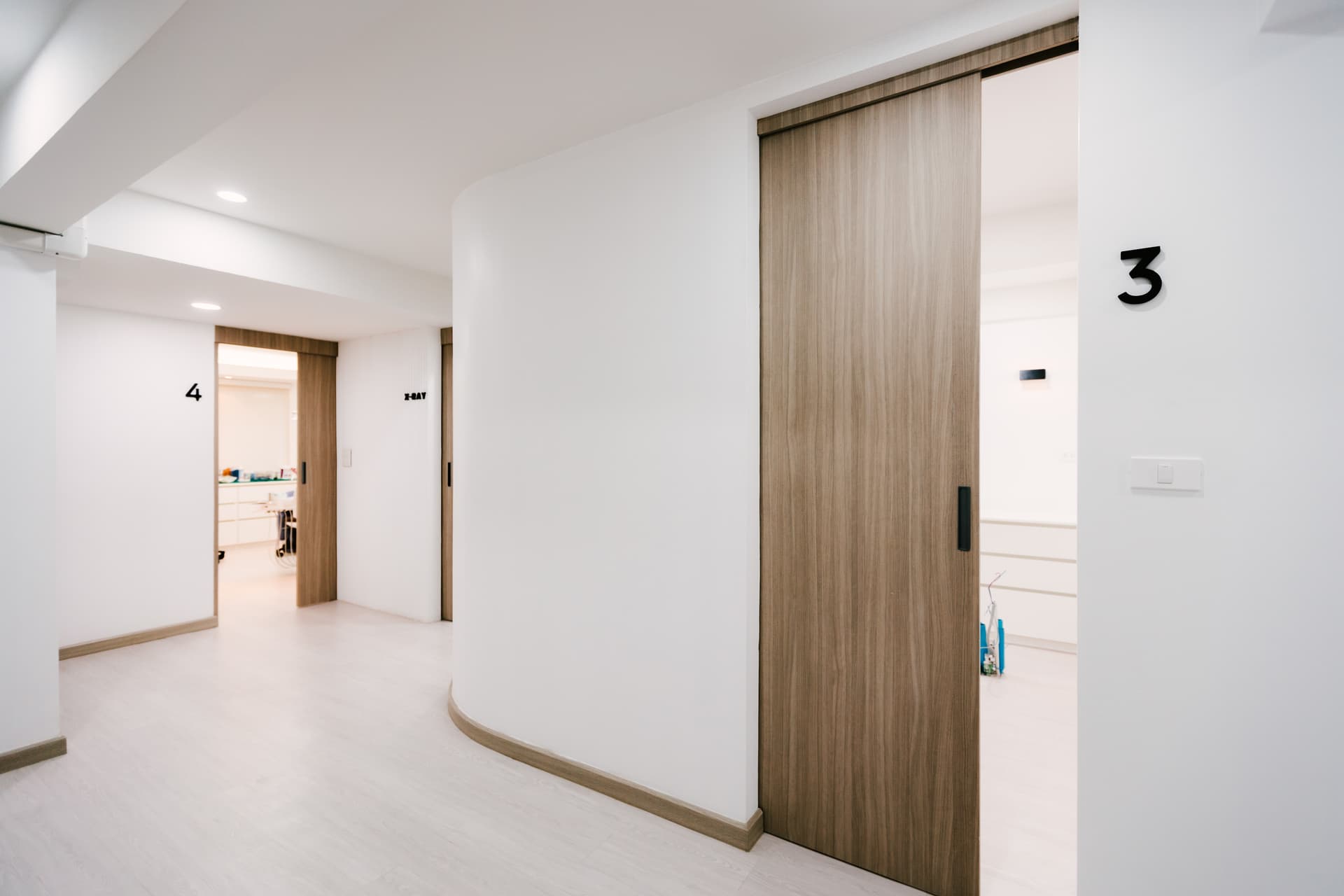 Spacious treatment room with dental equipment